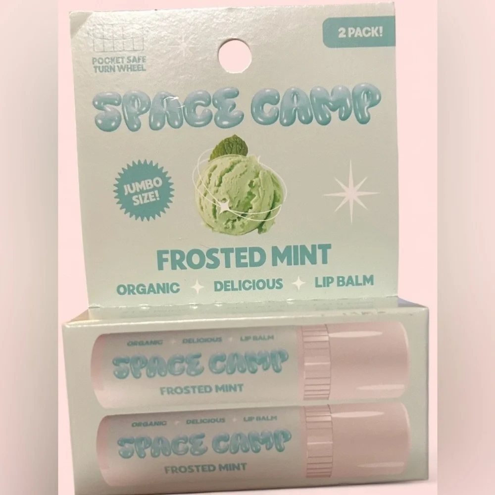Space Camp Organic Lip Balm Frosted Mint Bundle | 4 Total (2× 2-Packs) | New